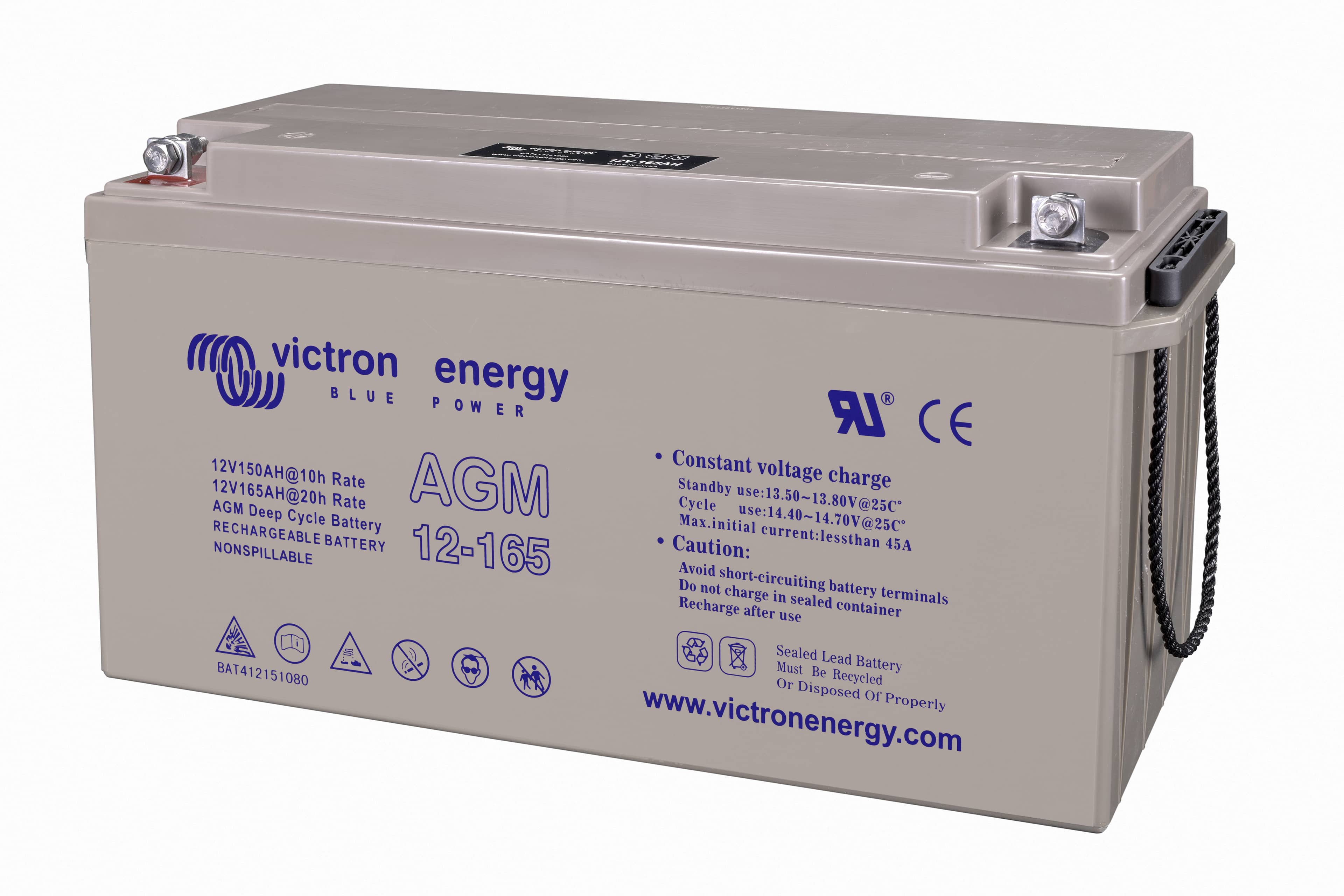 12V 165Ah AGM Deep Cycle Battery (left) thumbnail